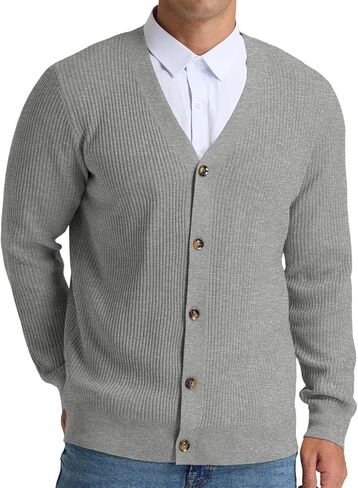 RQP Men's Cardigan Sweaters Long Sleeve V-Neck Sweaters Slim Fit Casual Buttons Down Knitted Sweaters in Saudi Arabia