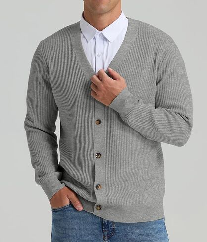 RQP Men's Cardigan Sweaters Long Sleeve V-Neck Sweaters Slim Fit Casual Buttons Down Knitted Sweaters in Saudi Arabia