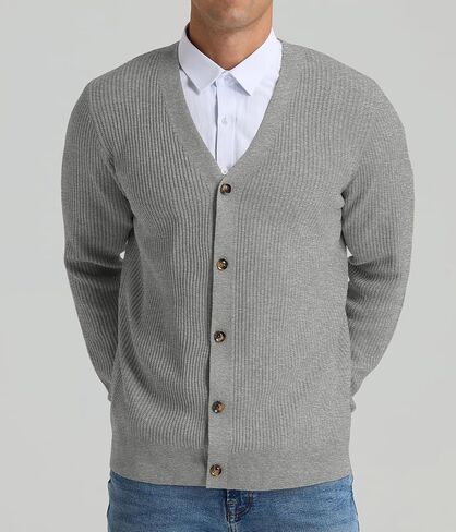 RQP Men's Cardigan Sweaters Long Sleeve V-Neck Sweaters Slim Fit Casual Buttons Down Knitted Sweaters in Saudi Arabia