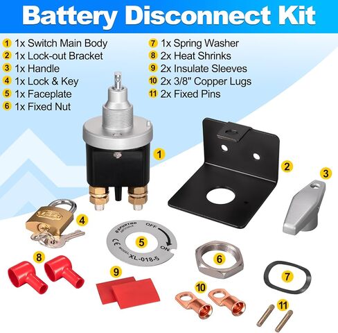 Spurtar Battery Disconnect Switch with Lock-Out Plate 500A High Current Battery Cut Off Switch 12V 24V 36V Kill Switch for Car Truck Winch RV Boat Backhoe Tractor Motorhome Hot Rods in Kuwait