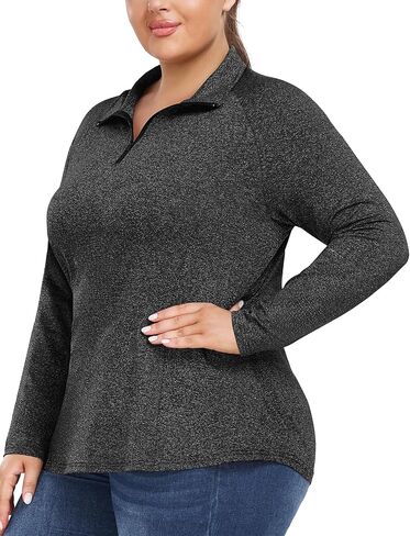 FOREYOND Plus Size Workout Tops for Women Long Sleeve Quarter Zip Pullover Althetic Golf Polo Shirts Yoga Gym Clothes in Saudi Arabia