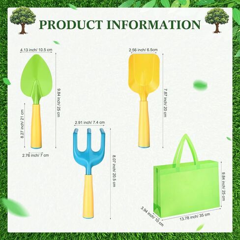 مجموعة أدوات البستنة للأطفال 24 قطعة، 6 مجرفة حديقة و6 مجرفة حديقة و6 حقائب حمل خضراء وأدوات حديقة معدنية مع مقبض بلاستيكي قوي للزراعة وحفر رمال الشاطئ in Kuwait