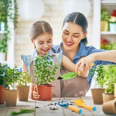 مجموعة أدوات البستنة للأطفال 24 قطعة، 6 مجرفة حديقة و6 مجرفة حديقة و6 حقائب حمل خضراء وأدوات حديقة معدنية مع مقبض بلاستيكي قوي للزراعة وحفر رمال الشاطئ in Kuwait