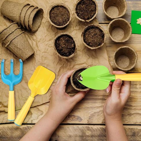 مجموعة أدوات البستنة للأطفال 24 قطعة، 6 مجرفة حديقة و6 مجرفة حديقة و6 حقائب حمل خضراء وأدوات حديقة معدنية مع مقبض بلاستيكي قوي للزراعة وحفر رمال الشاطئ in Kuwait