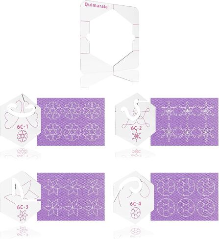 4 PCS Flower Design Free Motion Quilting Templates with Quilting Frame Acrylic Quilting Stencil Quilting Rulers Supplies Quilting Templates for Machine Quilting with Instruction (6A Design) in Saudi Arabia