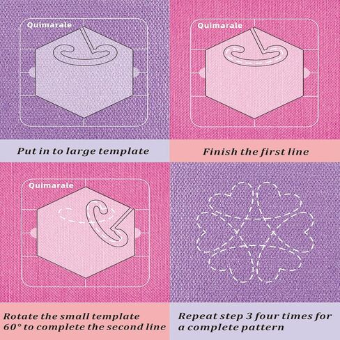 4 PCS Flower Design Free Motion Quilting Templates with Quilting Frame Acrylic Quilting Stencil Quilting Rulers Supplies Quilting Templates for Machine Quilting with Instruction (6A Design) in Saudi Arabia
