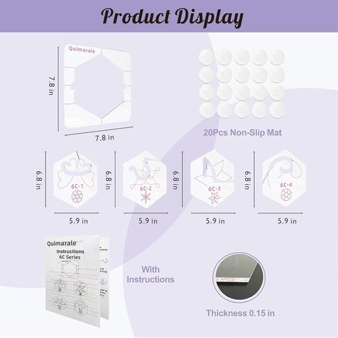4 PCS Flower Design Free Motion Quilting Templates with Quilting Frame Acrylic Quilting Stencil Quilting Rulers Supplies Quilting Templates for Machine Quilting with Instruction (6A Design) in Saudi Arabia
