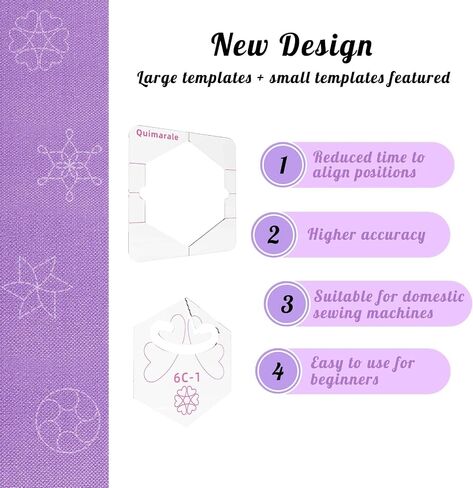 4 PCS Flower Design Free Motion Quilting Templates with Quilting Frame Acrylic Quilting Stencil Quilting Rulers Supplies Quilting Templates for Machine Quilting with Instruction (6A Design) in Saudi Arabia