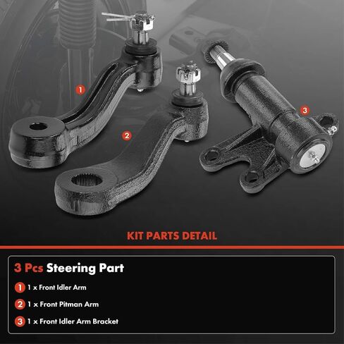 A-Premium Set of 3, Idler Arm and Bracket, Pitman Arm, Compatible with Chevrolet & Cadillac - 1993-2000 - Silverado 1500, Tahoe, Blazer, C1500/C2500/K1500/K2500 (Suburban), C3500, K3500, Escalade in Saudi Arabia