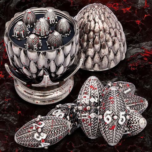 ARUOHHA DND Metal Dice Black Blue Dragon Egg Dice with Rotating Dragon Egg Shell, Dungeons and Dragons Role Playing Game D&D Dice Polyhedral D and D Dice Set D20 D12 D10 D8 D6 D4 in Kuwait