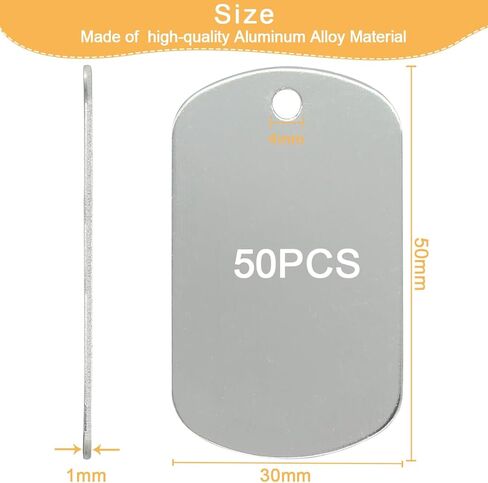 50 حزمة من علامات الألومنيوم الفارغة النقش العلامات المعدنية الفارغة مع ثقب معلق معرف الحيوانات الأليفة ختم مزدوج الجوانب علامات النقش مع 50 حلقة رئيسية للحرف الزخرفية DIY 10 ألوان عشوائية in Kuwait
