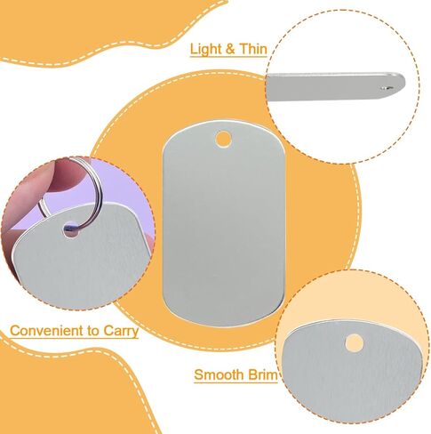 50 حزمة من علامات الألومنيوم الفارغة النقش العلامات المعدنية الفارغة مع ثقب معلق معرف الحيوانات الأليفة ختم مزدوج الجوانب علامات النقش مع 50 حلقة رئيسية للحرف الزخرفية DIY 10 ألوان عشوائية in Kuwait