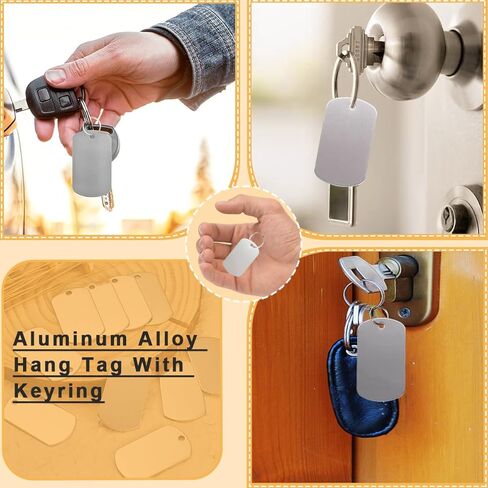 50 حزمة من علامات الألومنيوم الفارغة النقش العلامات المعدنية الفارغة مع ثقب معلق معرف الحيوانات الأليفة ختم مزدوج الجوانب علامات النقش مع 50 حلقة رئيسية للحرف الزخرفية DIY 10 ألوان عشوائية in Kuwait