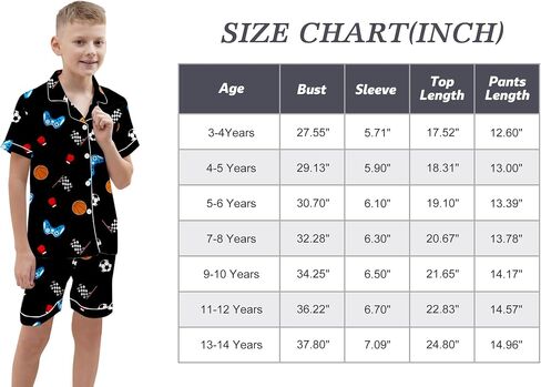 Schbbbta Boys Silk Pajamas Button Down Sleepwear Satin Nightwear 2 Pcs Pj Set in Kuwait