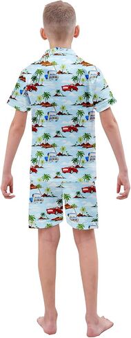 Schbbbta Boys Silk Pajamas Button Down Sleepwear Satin Nightwear 2 Pcs Pj Set in Kuwait