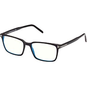 Eyeglasses Tom Ford FT 5802 -B 001 Shiny Black,"t" Logo/Blue Block Lenses