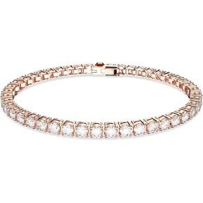SWAROVSKI Matrix Tennis Bracelet, Round Cut, Clear, Rose Gold-Tone Finished