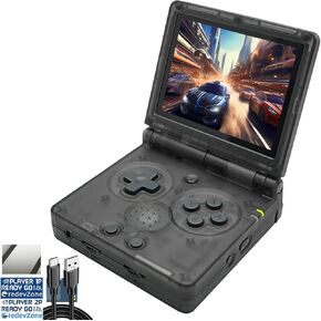 RG35XXSP Handheld Game Console 3.5 inch IPS Screen 3300mAh Clamshell Retro Games Consoles Flip Hand-held System Black Transparent