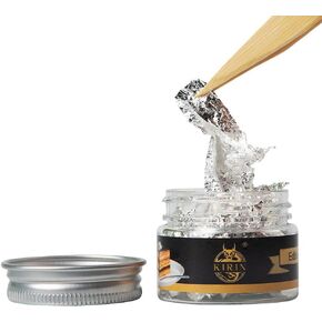 Edible Silver Flakes 100% Pure Silver, for Food,Drink and Chocolate Decoration,SPA,Painting and Furniture Design (50mg)