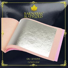 Barnabas Blattgold 23K Genuine Gold Leaf Sheets, 25 Transfer Sheets 3.1 inch bkts (AKA Real Gold Leaf Sheets for Painting, Gold Leaf Sheets for Craft, Gold Leaf foil Sheets, Gold Leaf for Art)