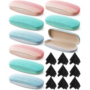 9 قطع حافظة نظارات بقشرة صلبة حافظة نظارات واقية مع قطعة قماش للتنظيف من جلد البولي يوريثان حافظة نظارات متعددة للقراءة للنساء والرجال نظارات شمسية in Kuwait