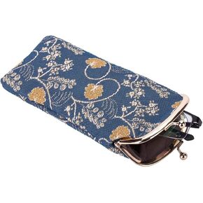 Signare Tapestry Glasses Case for Women Eyeglass Pouch With Jane Austen Blue Design (GPCH-AUST)