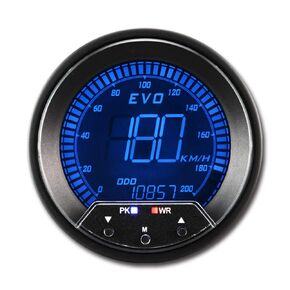 MOTOR METER RACING EVO Series 85mm 3-3/8" Digital GPS Speedometer 200 MPH Blue Red White Green LED Backlit Peak Recall Warning Function Odometer Trip Meter