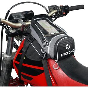 NICECNC Motorcycle Tank Bag Magnetic, Phone Visor Design 6 Magnets & 5 Straps Reinforced Fastening Anti-slip 6.7 Inch Phone Pouch, Universal for Most Motorcycles Adventure Dual Sport Gray