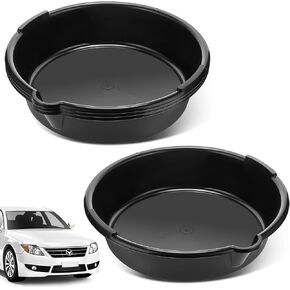 Gisafai 4 Pcs 2 Gallon/ 8 L Round Oil Drain Pan Motor Oil Drip Catcher Pan Reusable Plastic Oil Catch Pan for Wheels Truck and Trailer Wheel, Black