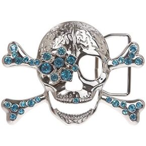 Rhinestone Skull & Crossbones Pirate Belt Buckle