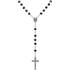 Paialco قلادة مسبحة كاثوليكية مطرزة بالكريستال الأسود للنساء والرجال، 30+6 بوصة in Kuwait