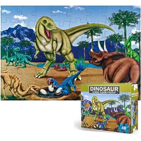 Jumbo Floor Puzzle for Kids, Dinosaur Puzzle for Kids Ages 4-8, 48pcs Jigsaw Puzzle for Toddlers 3-5 Year Old, Preschool Learning & Education Toys, Great Gift for Children (Dinosaur-Volcano)