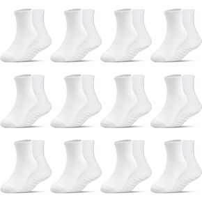 Tphon Toddler Non Slip Socks, 12 Pairs Boys Girls Socks Kids Socks Crew Socks with Grips for 1-7 Years Boys Girls