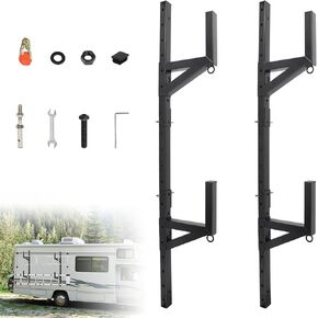 Adjustable Side Mount Trailer Ladder Rack for Enclosed Trailer Exterior Side Wall with 400 LBS Capacity - Carry 2 Ladders.(Black)
