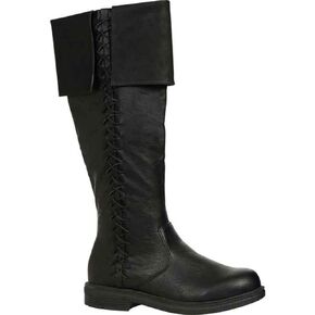 Unsex Retro Medieval Renaissance Pull On Boots Mid Calf Gothic Boots Halloween Cosplay Cuff Shoes Black