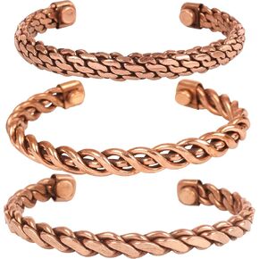 Touchstone Copper Bracelet Tibetan Style. Hand Forged with Solid and High Gauge Copper Jewelry Cuff for Women Men. Combo of Different Designs