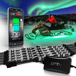 طقم إضاءة LED OPT7 10 قطع Aura Snowmobile Underglow | شرائط نيون متعددة الألوان مع مفتاح (صف مزدوج)