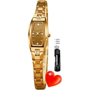 OLEVS Gold/Rose Gold Watches for Women Slim Thin Square Diamond Ladies Watch Elegant Dress Small Face Wrist Watch