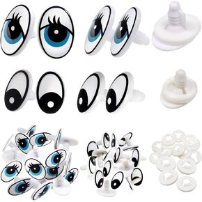 TOAOB 60 Set Plastic Safety Eyes Black and Blue Craft Eyes 13 x 19 mm 17 x 25 mm Doll Safety Eyes with Washers for Stuffed Animals Amigurumis Crochet Bears Dolls Making