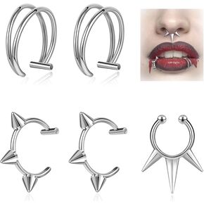 Halloween Fake Piercings Fake Lip Piercing Fake Septum Nose Ring Adhesive Face Nail Jewelry Vampire Fangs Fake Teeth Halloween Scar Eye Shadow Spider Web Skull Bat Temporary Tattoos Sticker