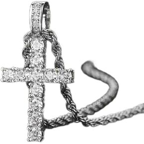 Mnyixsi Cross Necklace for Women 925 Solid Sterling Silver Cubic Zirconia with Gold Twist Chain Cross Infinity Loop Princess Pendant Necklace Faithful for Women womensGold