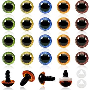 TOAOB 20pcs 15mm Safety Eyes for Amigurumis Colored Crochet Eyes with Washers Plastic Craft Eyes for DIY Plush Stuffed Animals Bears Doll Making