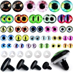 TOAOB 50pcs Safety Eyes for Amigurumis 14mm 16mm 18mm 24mm Glass Dragon Safety Eyes Crafts Crochet Eyes with Washers for Stuffed Animals Bears Doll Making