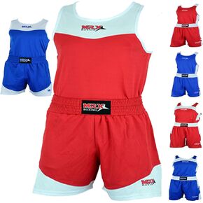 MRX Men’s Boxing Competition Uniform Jersey & Trunk for Training MMA Muay Thai Cage Fight Kickboxing Clothing Red Medium