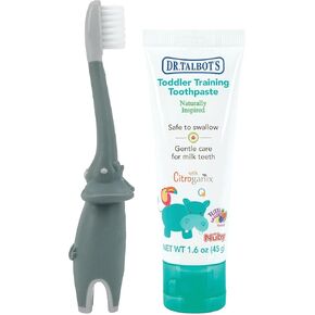 Dr. Talbot's Toddler Training Toothbrush - Soft Toddler Toothbrush for Kids - 6+ Months - Elephant