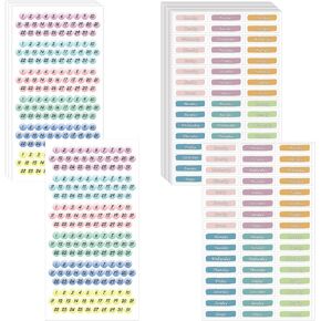 1224 Pcs Day of The Week Stickers Planner Number Sticker Foiled Date Dots Stickers Colorful Calendar Stickers Monday to Sunday Planner Stickers for Journal Calendar Planner Notebooks, 14 Sheets