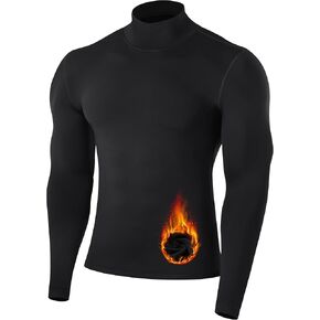 Runhit Men's Thermal Compression Shirts Mock Turtleneck Long Sleeve Undershirt Fleece Lined Athletic Workout Base Layers