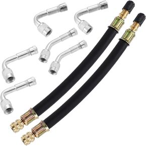 X AUTOHAUX 8pcs Tire Valve Stem Extension 2 Flexible Dual Valve Stem Extender Pipe 7.1" 6 Multi Degree 45 90 135 Adapter for Car Truck Motorcycle Bike Trailer RV