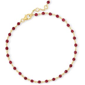 Ross-Simons 5.80 ct. t.w. Red Quartz Anklet in 18kt Gold Over Sterling. 9 inches