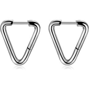 VJOSA Punk Rock Stainless Steel Hollow Triangle Shape Hoop Earrings